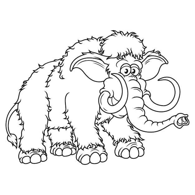 Cartoon mammoth isolated on white background