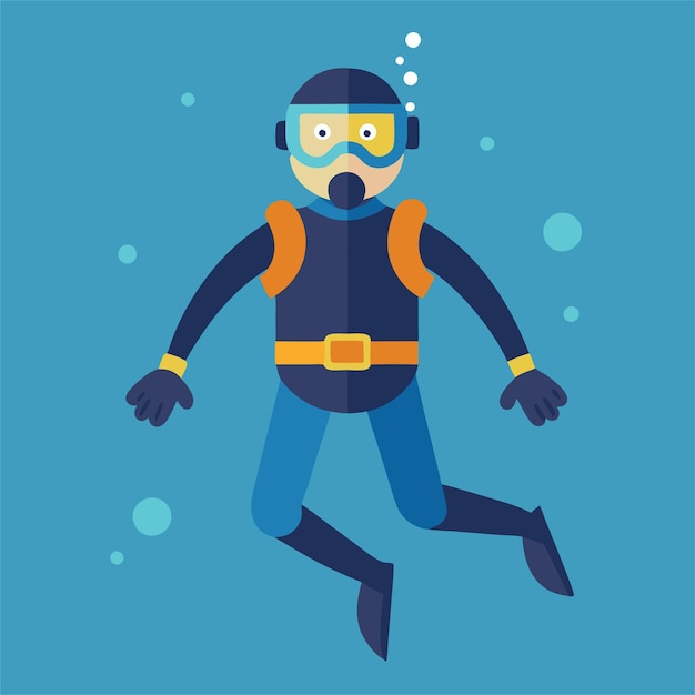 Vector a cartoon of a man in a blue suit and goggles with a blue background