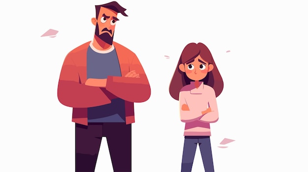 a cartoon of a man and a girl with their arms crossed