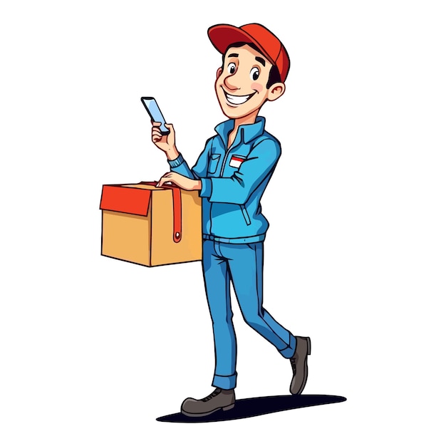 Vector a cartoon of a man holding a box and a box with a box that says  he is holding a box