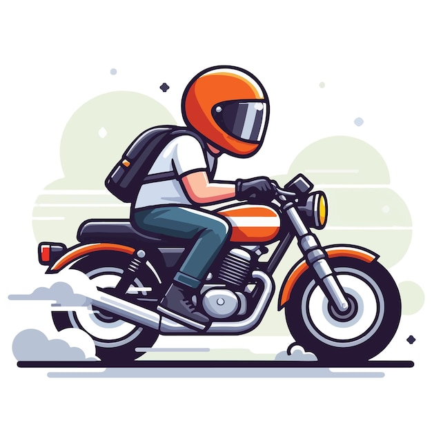 a cartoon of a man on a motorcycle with a helmet on