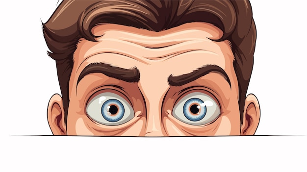 Vector cartoon man narrowing his eyes stock illustration