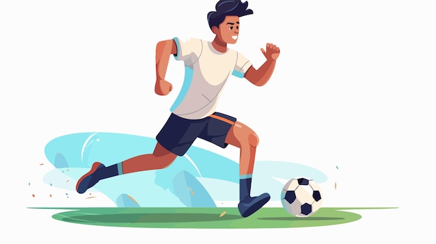 a cartoon of a man playing soccer with a soccer ball