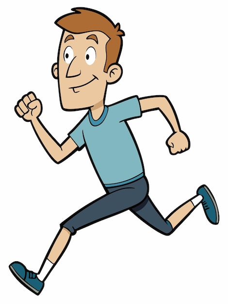 a cartoon man running with his arms in the air