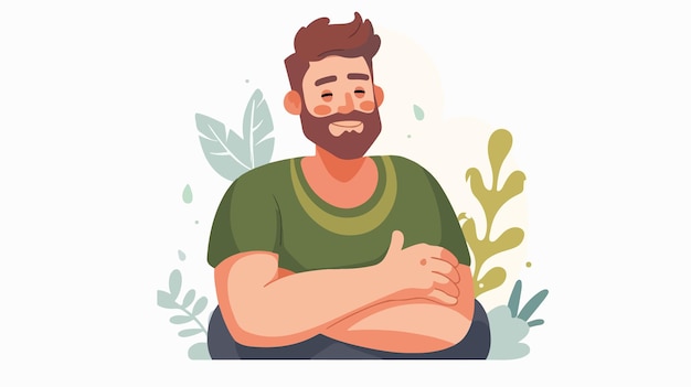 Cartoon Man Self Care Icon for Wellness and Health Concept