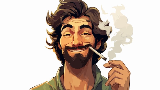 Vector cartoon man smoking pot stock illustration