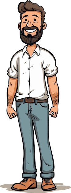 Vector a cartoon of a man wearing a white shirt with a long sleeve on it