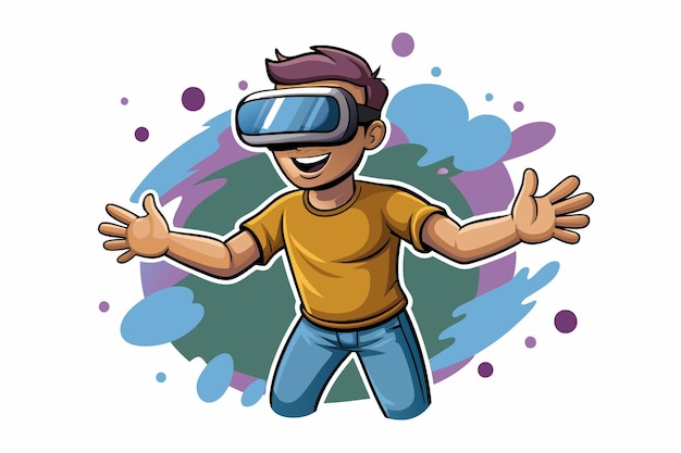 a cartoon man with glasses that say virtual reality