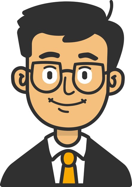 Vector a cartoon man with glasses and a tie that says  glasses