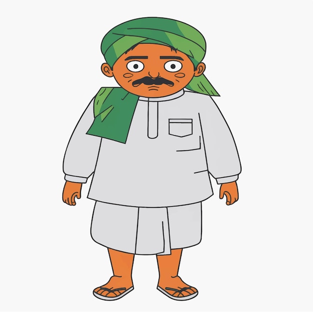 A cartoon of a man with a green headdress