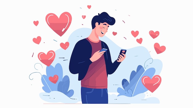 a cartoon of a man with a phone in his hand