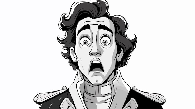 a cartoon of a man with a surprised expression