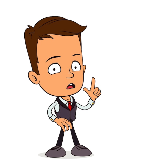 Vector a cartoon man with a tie that says  he is pointing at you