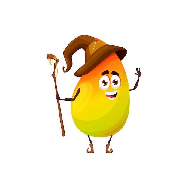 Cartoon mango fruit wizard or magician character