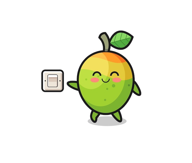 Cartoon mango is turning off light cute design