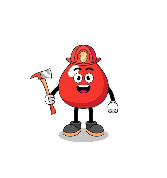 Cartoon mascot of blood firefighter character design