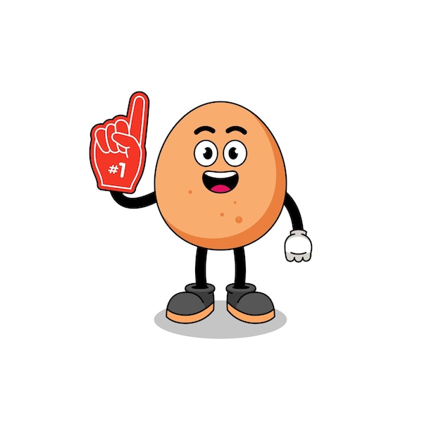 Cartoon mascot of egg number 1 fans character design