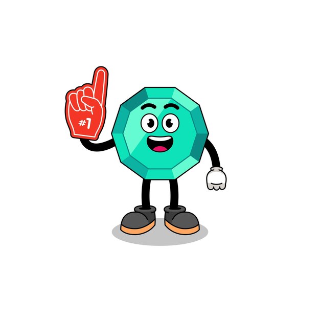 Cartoon mascot of emerald gemstone number 1 fans