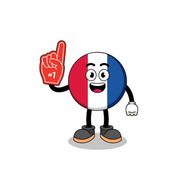 Cartoon mascot of france flag number 1 fans character design