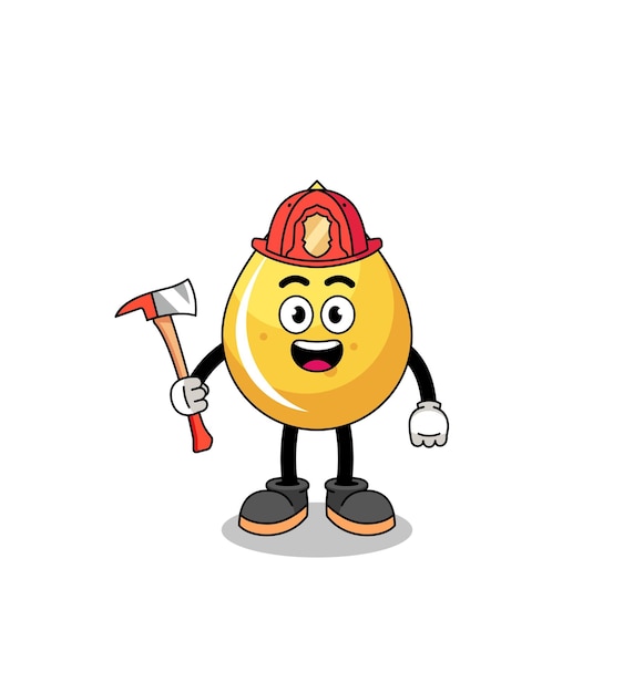 Cartoon mascot of honey drop firefighter