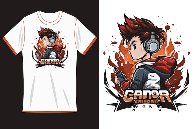 Cartoon mascot logo design illustrations on t shirt template