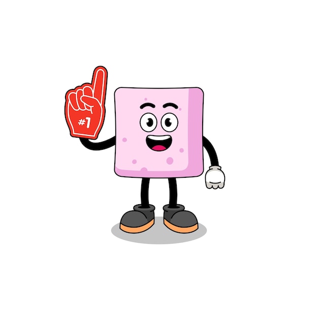 Cartoon mascot of marshmallow number 1 fans character design