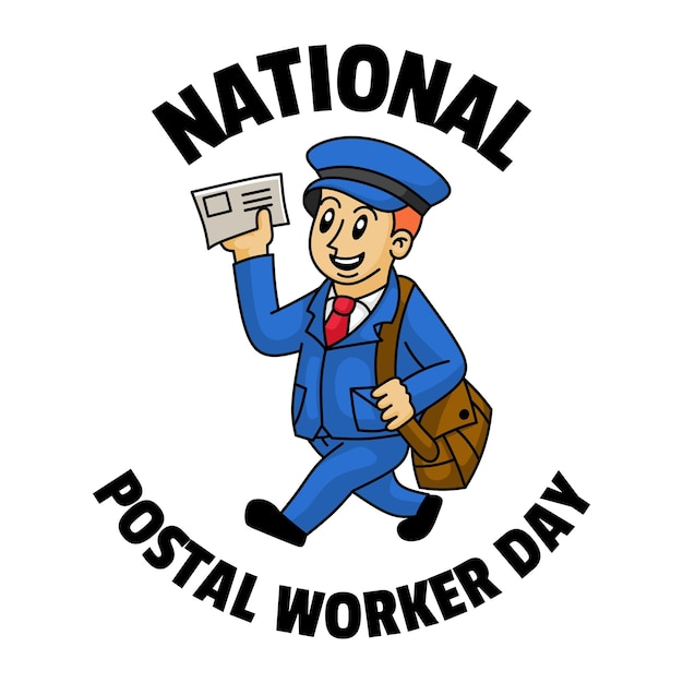 cartoon mascot national postal worker day design