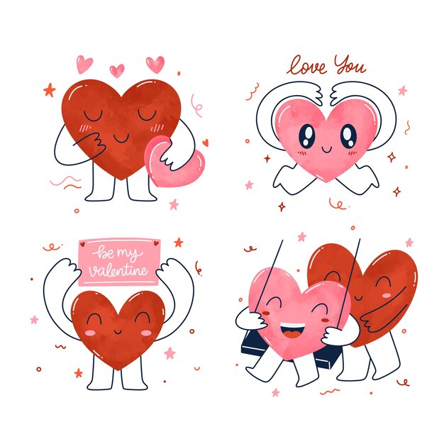 Vector cartoon mascot romantic valentines day sticker