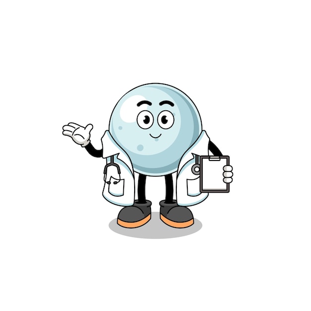 Cartoon mascot of silver ball doctor