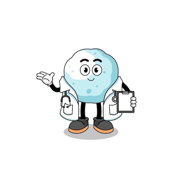 Cartoon mascot of snowball doctor