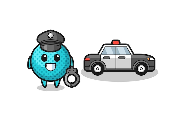 Cartoon mascot of spiky ball as a police