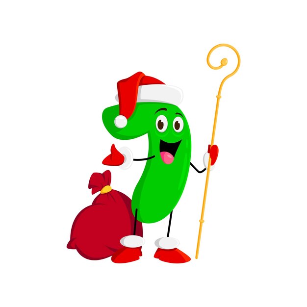 Vector cartoon math number seven christmas character