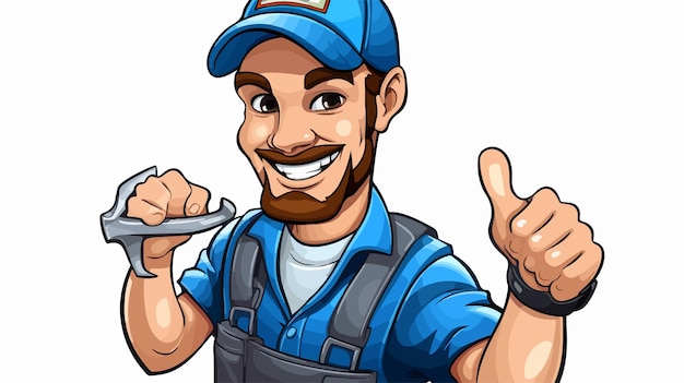 Vector cartoon mechanic plumber maintenance handyman character