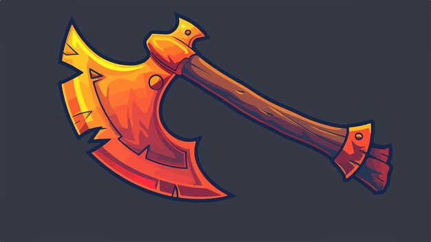 Cartoon Medieval Axe Line Drawing on Warm Gradient Background