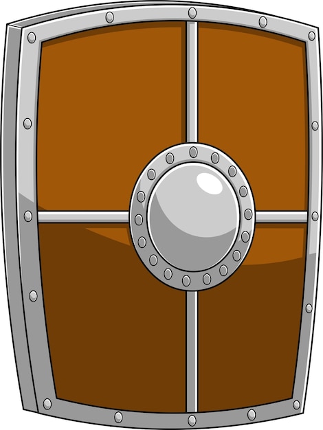 Cartoon Medieval Shield Vector Hand Drawn Illustration Isolated On Transparent Background