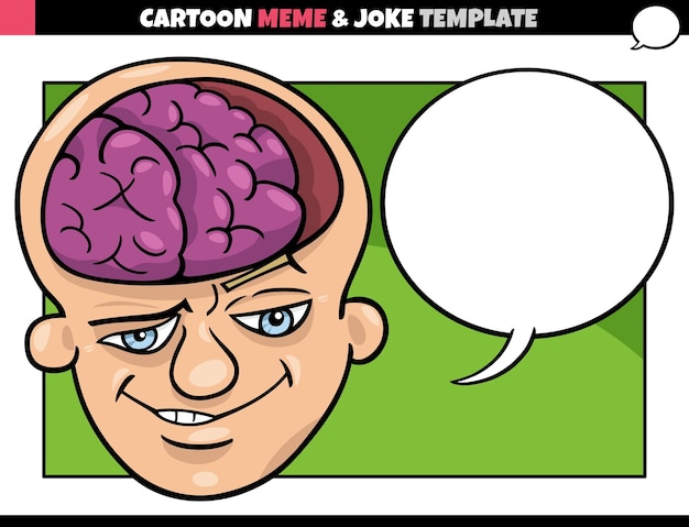 Cartoon meme template with brain man