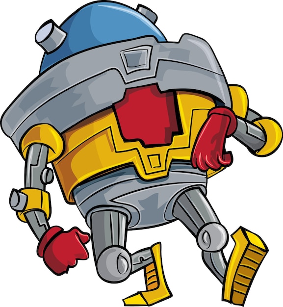 Cartoon metal robot with a big dome head