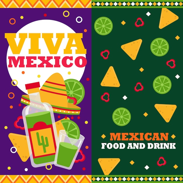 Cartoon mexican food Vertical vector banners Promo vector illustration