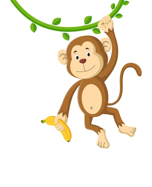 Cartoon monkey holding a banana