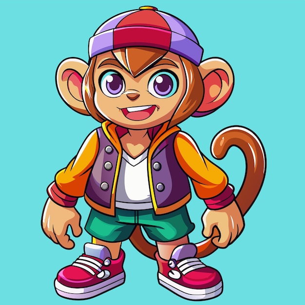 a cartoon monkey with a hat and a sweater on it