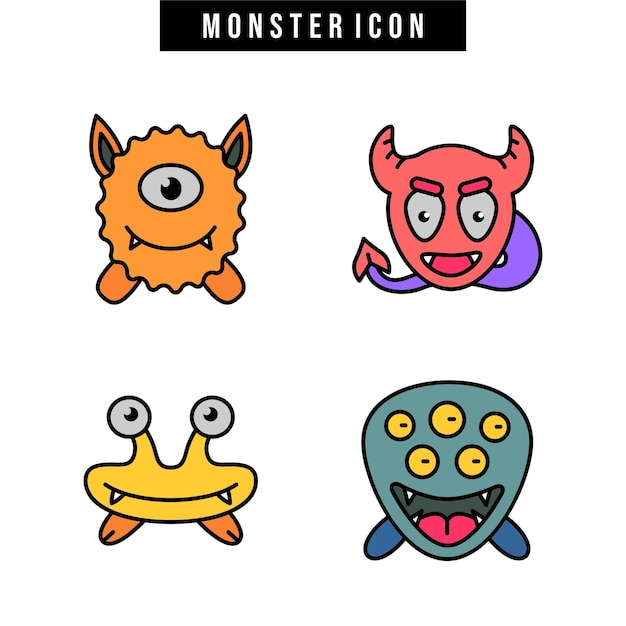 Cartoon monster cute happy monsters halloween vector image