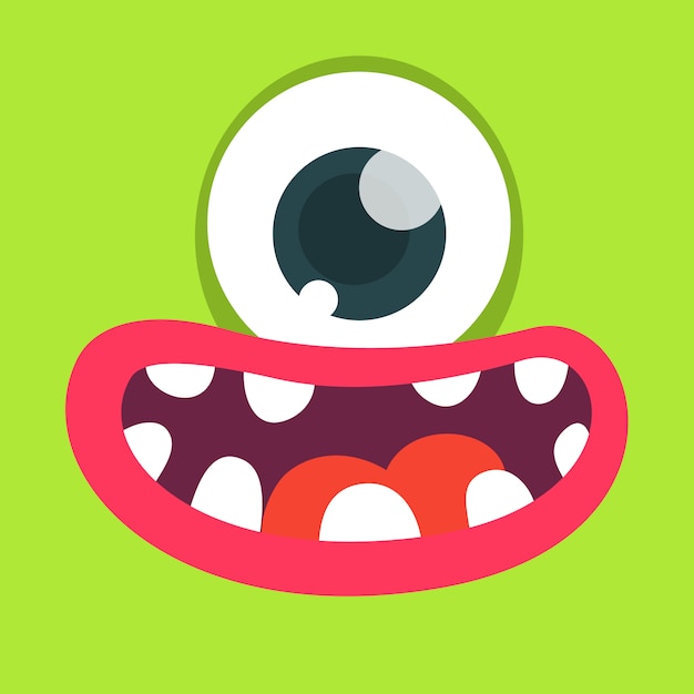 Cartoon monster face avatar.  Halloween monster 