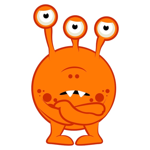 Cartoon monster Halloween vector illustration of orange monster Baby sticker