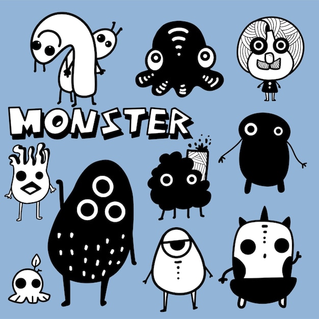 Cartoon monster hand draw Doodle