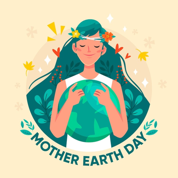 Cartoon mother earth day illustration