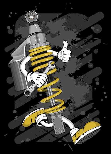 Cartoon motorcycle shock tshirt design illustration