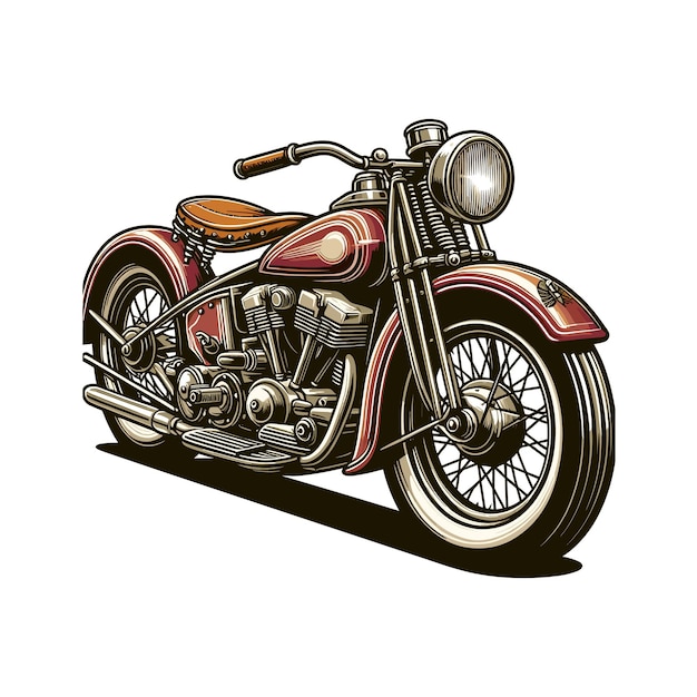 cartoon motorcycle side view in vintage style vector illustration