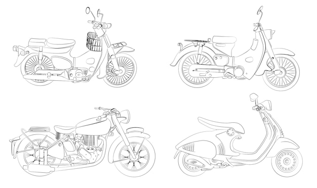 Cartoon motorcycles coloring page for kids