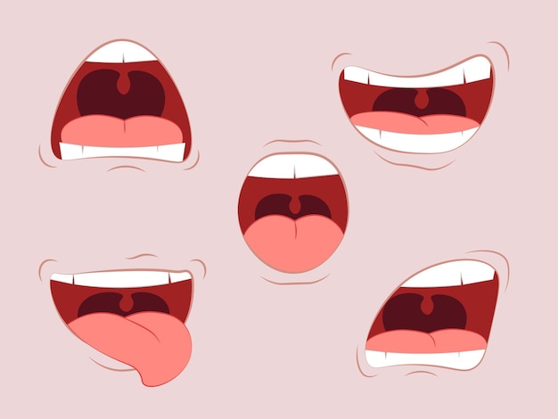 Cartoon mouth expressions set