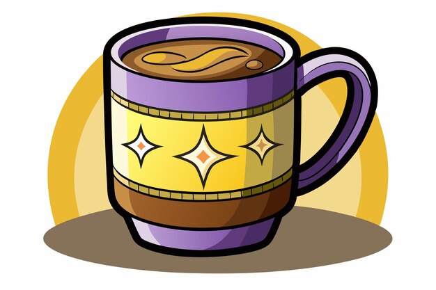 Vector a cartoon mug with a brown liquid and star design